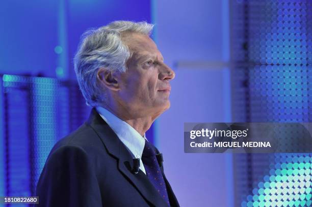 French ex-prime minister Dominique de Villepin arrives to attend the "Grand journal" of French TV channel Canal +, on January 29, 2010 in Paris....