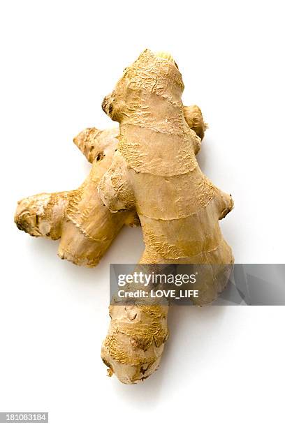 isolated fresh ginger root on white background - ginger stock pictures, royalty-free photos & images