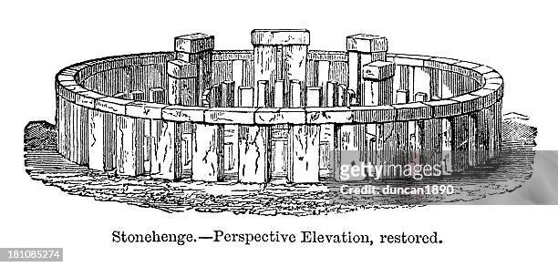 stonehenge - restored - stonehenge stock illustrations