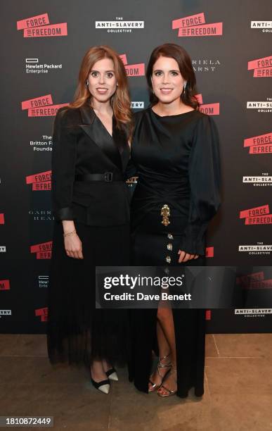 Princess Beatrice of York and Princess Eugenie of York attend The Anti Slavery Collective's inaugural Winter Gala at Battersea Arts Centre on...
