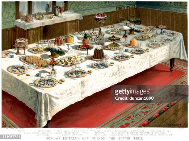 ビクトリア様式の晩餐テーブル - ジュレ点のイラスト素材／クリップアート素材／マンガ素材／アイコン素材