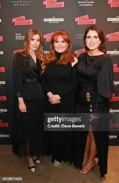 Princess Beatrice of York, Sarah Ferguson, Duchess of York and Princess Eugenie of York attend The Anti Slavery Collective's inaugural Winter Gala at...