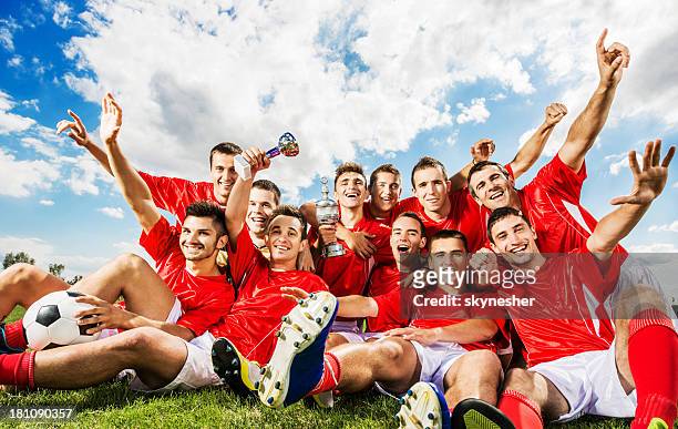 successful soccer team. - soccer team stock pictures, royalty-free photos & images