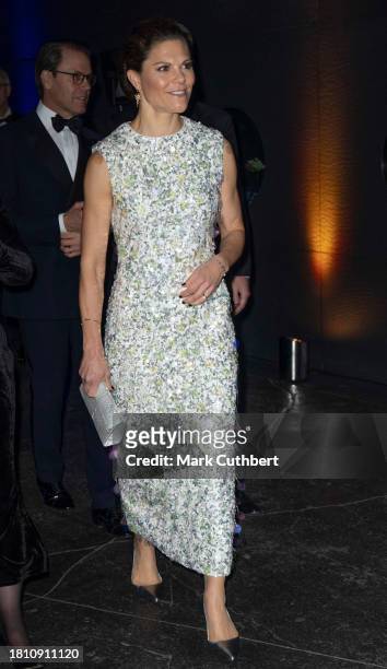 Crown Princess Victoria of Sweden and Prince Daniel, Duke of Vastergotland arrive at a gala dinner hosted by Business Sweden and the Embassy focusing...