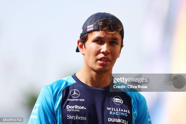 Alexander Albon of Thailand and Williams walks in the Paddock prior to practice ahead of the F1 Grand Prix of Abu Dhabi at Yas Marina Circuit on...