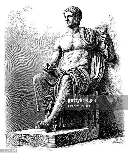ilustraciones, imágenes clip art, dibujos animados e iconos de stock de anticuario ilustración de claudius - emperador