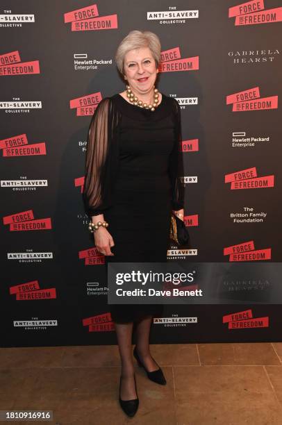 Theresa May attends The Anti Slavery Collective's inaugural Winter Gala at Battersea Arts Centre on November 29, 2023 in London, England.