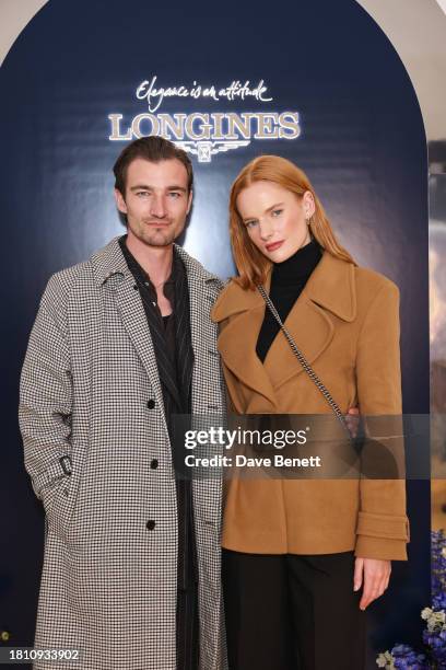 Brett Staniland and guest attend a party celebrating the Longines DolceVita collection and exhibition on November 29, 2023 in London, England.