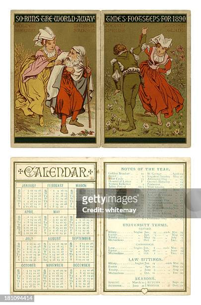 calendar for 1890 - father time stock illustrations