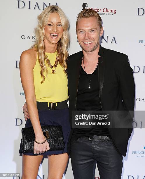 Storm Euchritz and Ronan Keating arrive at the Australian premiere of "Diana' at Event Cinemas, George Street on September 19, 2013 in Sydney,...