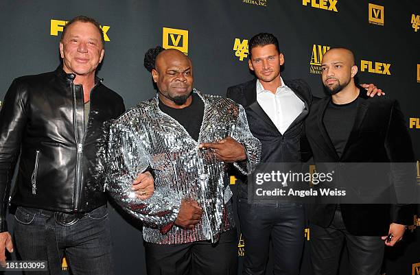 Actor Mickey Rourke, bodybuilder Kai Green, director/producer Vlad Yudin and producer Edwin Mejia arrive at the Los Angeles premiere of 'GENERATION...