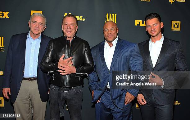 Executive producer Jerome Gary, actor Mickey Rourke, bodybuilder Phil Heath and director/producer Vlad Yudin arrive at the Los Angeles premiere of...