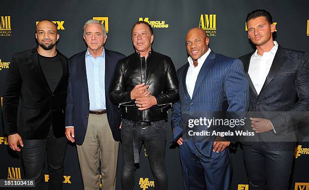 Producer Edwin Mejia, Executive producer Jerome Gary, actor Mickey Rourke, bodybuilder Phil Heath and director/producer Vlad Yudin arrive at the Los...