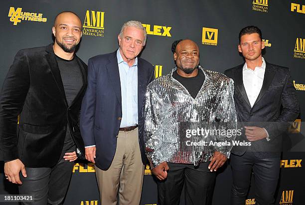 Producer Edwin Mejia, Executive producer Jerome Gary, bodybuilder Kai Green and director/producer Vlad Yudin arrive at the Los Angeles premiere of...