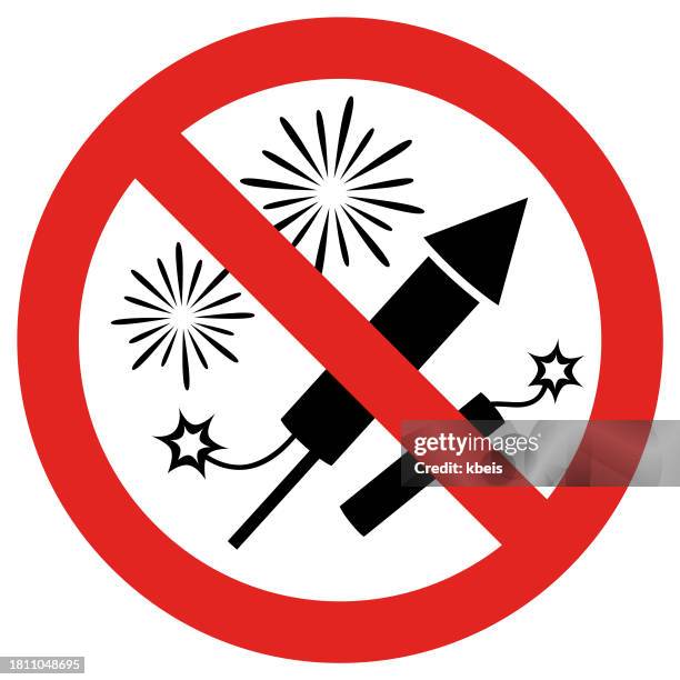 no fireworks sign - illegal fireworks stock illustrations