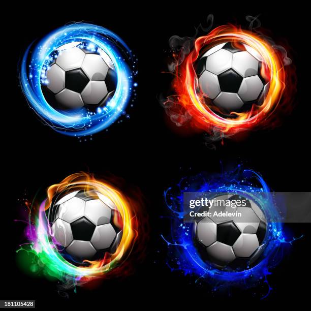 ilustraciones, imágenes clip art, dibujos animados e iconos de stock de pelotas de fútbol de efectos especiales - pelota