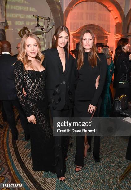Poppy Jamie, Lorena Rae and guest attend The Anti Slavery Collective's inaugural Winter Gala at Battersea Arts Centre on November 29, 2023 in London,...