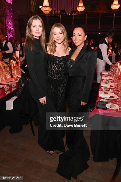 Guest, Poppy Jamie and Nikki Eslami attend The Anti Slavery Collective's inaugural Winter Gala at Battersea Arts Centre on November 29, 2023 in...