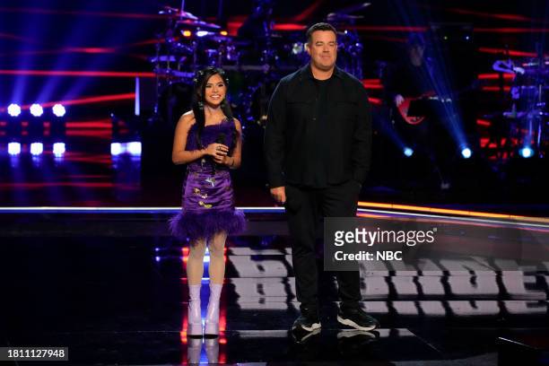The Playoffs Part 3" Episode 2419 -- Pictured: Kaylee Shimizu, Carson Daly --