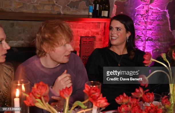 Ed Sheeran and Princess Eugenie of York attend The Anti Slavery Collective's inaugural Winter Gala at Battersea Arts Centre on November 29, 2023 in...