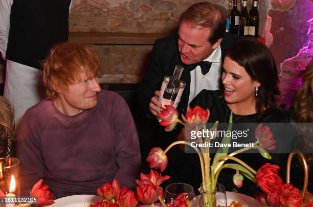 Ed Sheeran, Lord Harry Dalmeny and Princess Eugenie of York attend The Anti Slavery Collective's inaugural Winter Gala at Battersea Arts Centre on...