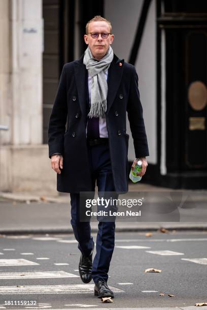 Laurence Fox arrives at the Royal Courts of Justice, Chancery Lane on November 24, 2023 in London, England. Fox is being sued by former Stonewall...