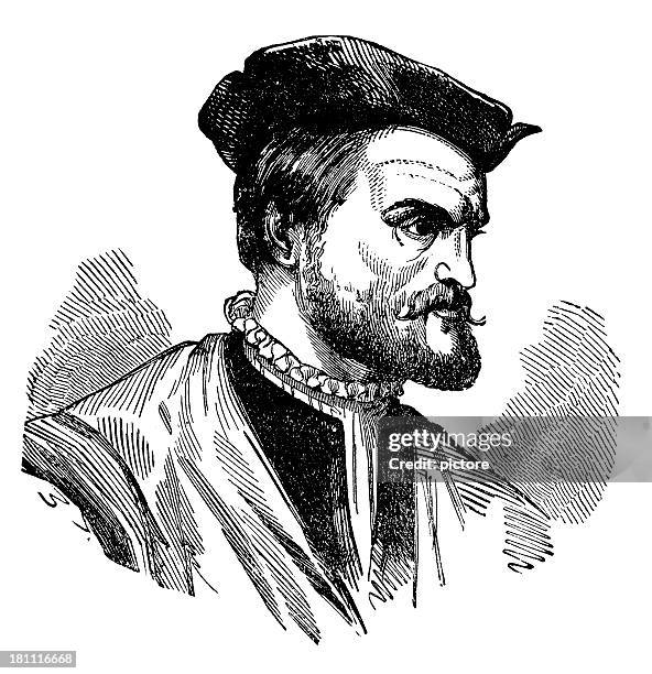 ilustrações, clipart, desenhos animados e ícones de jacques cartier, francês explorer. - brittany france