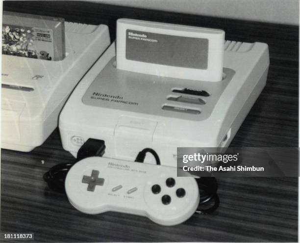 Nintendo's new video game console 'Super Family Computor' is displayed in November 1988 in Kyoto, Japan.