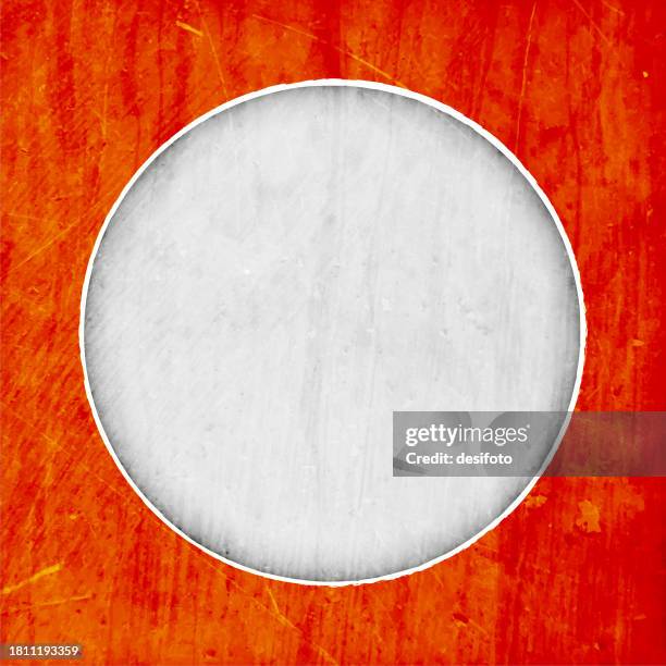 bright vibrant smudged red orange coloured blotched, rough, textured effect rustic and smudged blank square vector backgrounds with subtle texture and one light pastel grey faded white painted round circle shape as graffiti or mural - painted wall texture stock illustrations