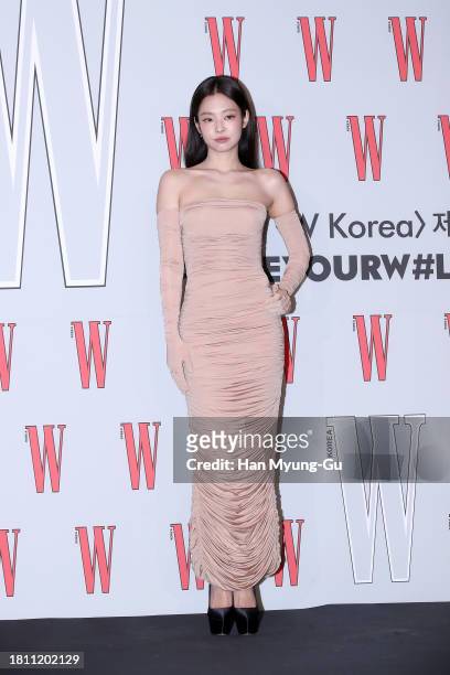 Jennie of South Korean girl group BLACKPINK is seen at the 18th W Magazine Korea Breast Cancer Awareness Campaign "Love Your W" photo call at Four...