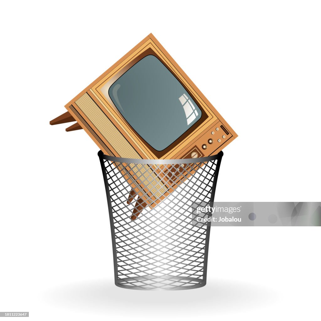 Vintage TV in Trash E-Waste Recycling