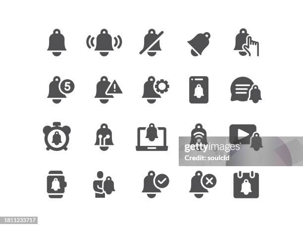 bell symbole - bell icon stock-grafiken, -clipart, -cartoons und -symbole