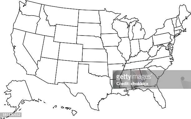 usa map outline - united states map black and white stock illustrations