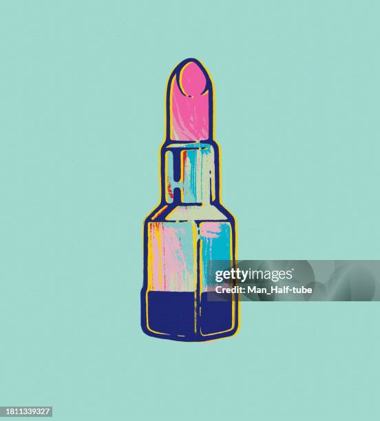 open lipstick pop art style - acrylic painting stock illustrations