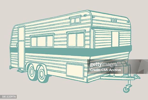 camper trailer - camping stock illustrations