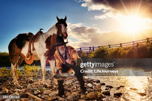 Prospector Striking It Rich While Panning For Gold