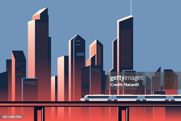 cityscape - bullet train stock illustrations