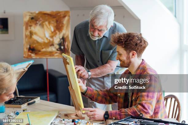 learning in art class - oil pastel drawing stock pictures, royalty-free photos & images