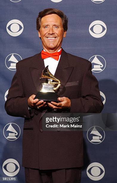 Winner for Best Polka Album for "Top of the World", Jimmy Sturr poses backstage at the 45th Annual Grammy Awards Pre-Telecast at Madison Square...