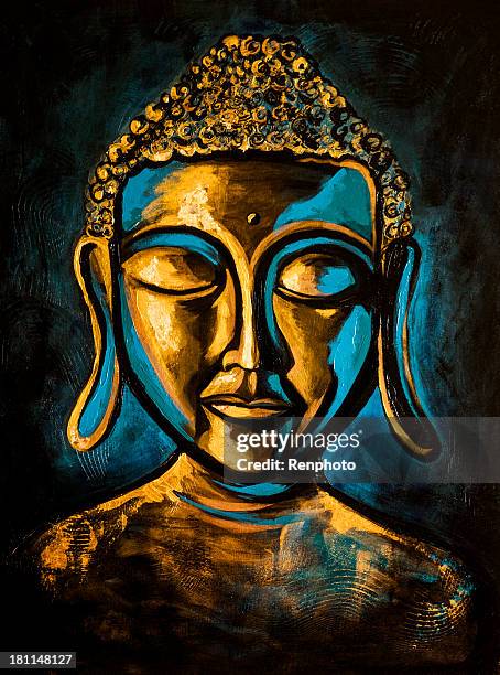 ilustraciones, imágenes clip art, dibujos animados e iconos de stock de arte: buda de pintura - buda