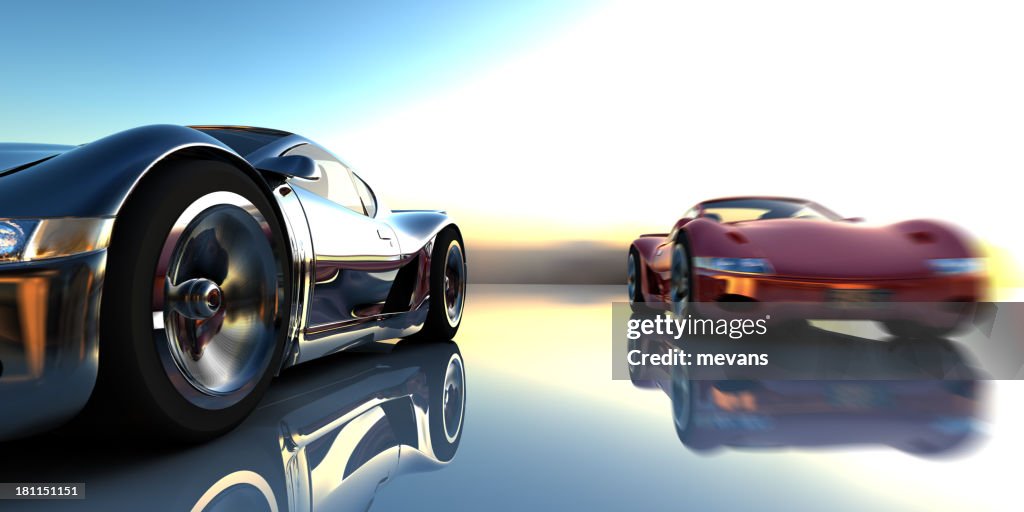 Image of two super cars racing