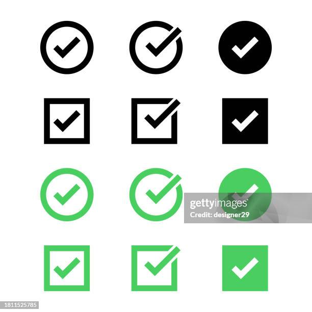 check mark vector set. - deutsche mark symbol stock illustrations