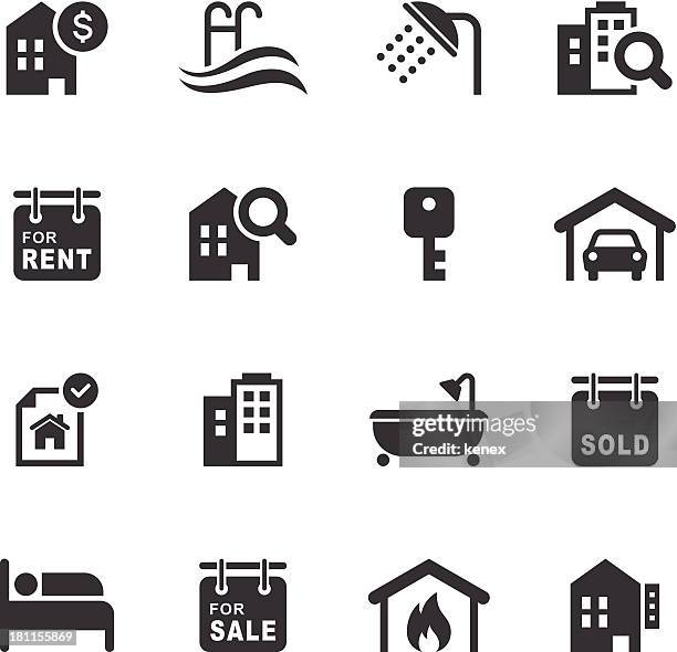 mono icons set | real estate - 床 幅插畫檔、美工圖案、卡通及圖標