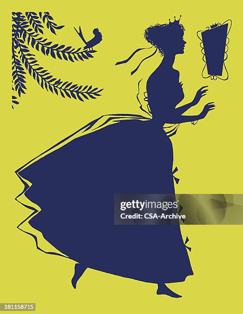 illustrations, cliparts, dessins animés et icônes de silhouette de femme - robe du soir
