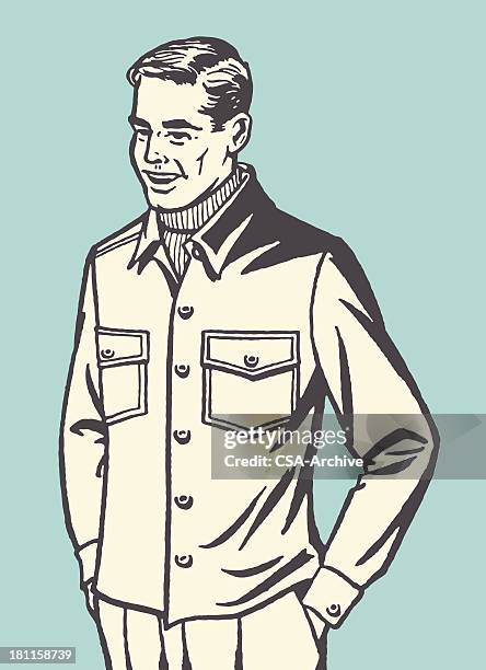 man with hands in pockets - fashion man stock illustrations