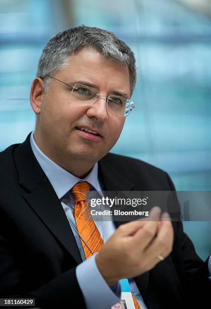 Severin Schwan, chief executive officer Roche Holding AG, speaks during an interview in New York, U.S., on Thursday, Sept. 19, 2013. Roche Holding AG...