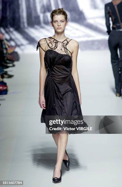 Luca Gadjus walks the runway during the Sophia Kokosalaki Ready to Wear Fall/Winter 2002-2003 fashion show as part of the London Fashion Week on...