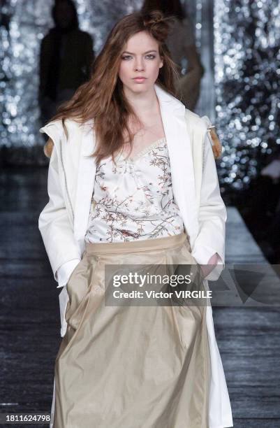 Model walks the runway during the Paul Smith Ready to Wear Fall/Winter 2002-2003 fashion show as part of the London Fashion Week on February 18, 2002...