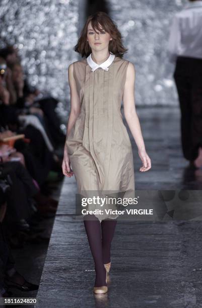 Model walks the runway during the Paul Smith Ready to Wear Fall/Winter 2002-2003 fashion show as part of the London Fashion Week on February 18, 2002...