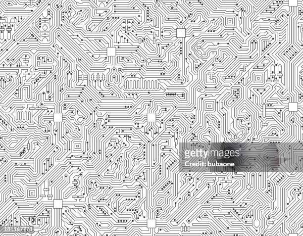 computer schaltkreis nahtlose schwarz und weiß-technologie hintergrund - platine stock-grafiken, -clipart, -cartoons und -symbole